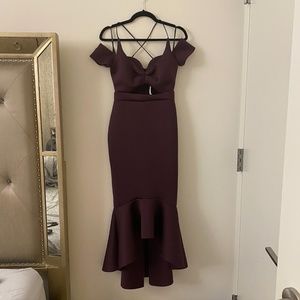 ASOS TRUMPET DRESS WITH CUTOUT - DEEP PURPLE/EGGPLANT (NEVER WORN WITH TAG)
